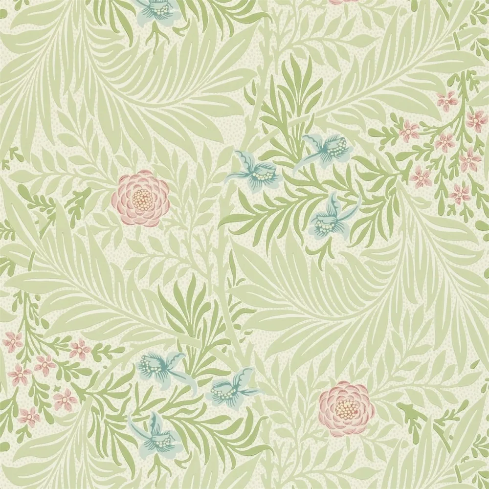 Morris and Friends Larkspur Green/coral Darw212558 Grön Tapet | Stuvbutiken - Bild 2