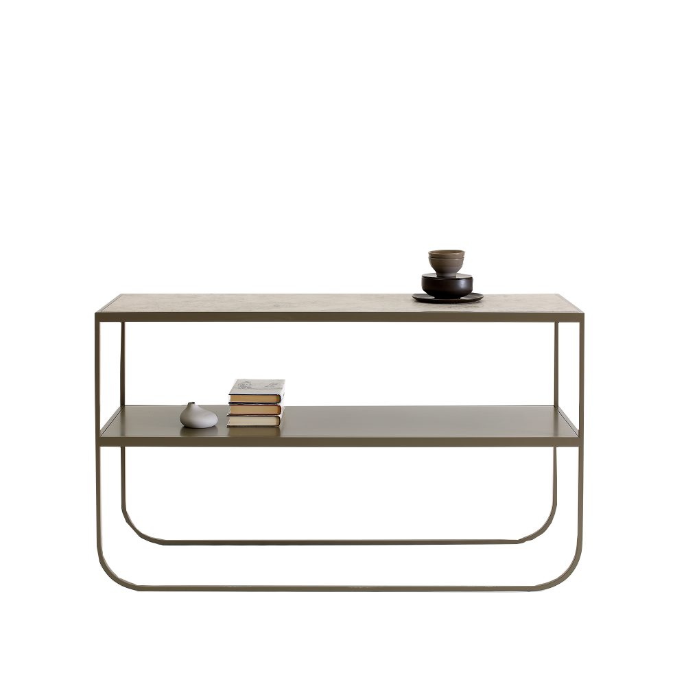 Tati console 120 konsolbord, kalksten jura, nougat stativ, 120