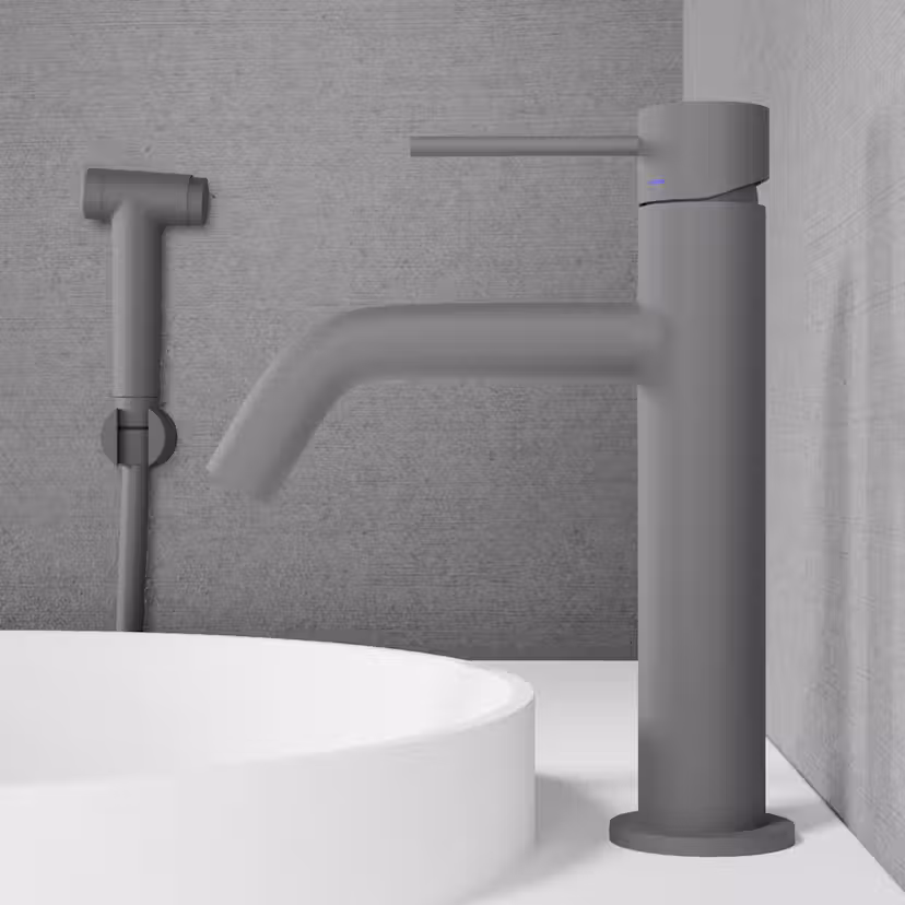 Tvättställsblandare Scandtap Steel Voyage Medium med Sidodusch Scrap