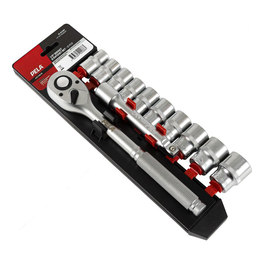 Kjøp PELA Hylse- & Sperreverktøysett 1/2" – 12 deler (13–24 mm) + 5" forlengelse
