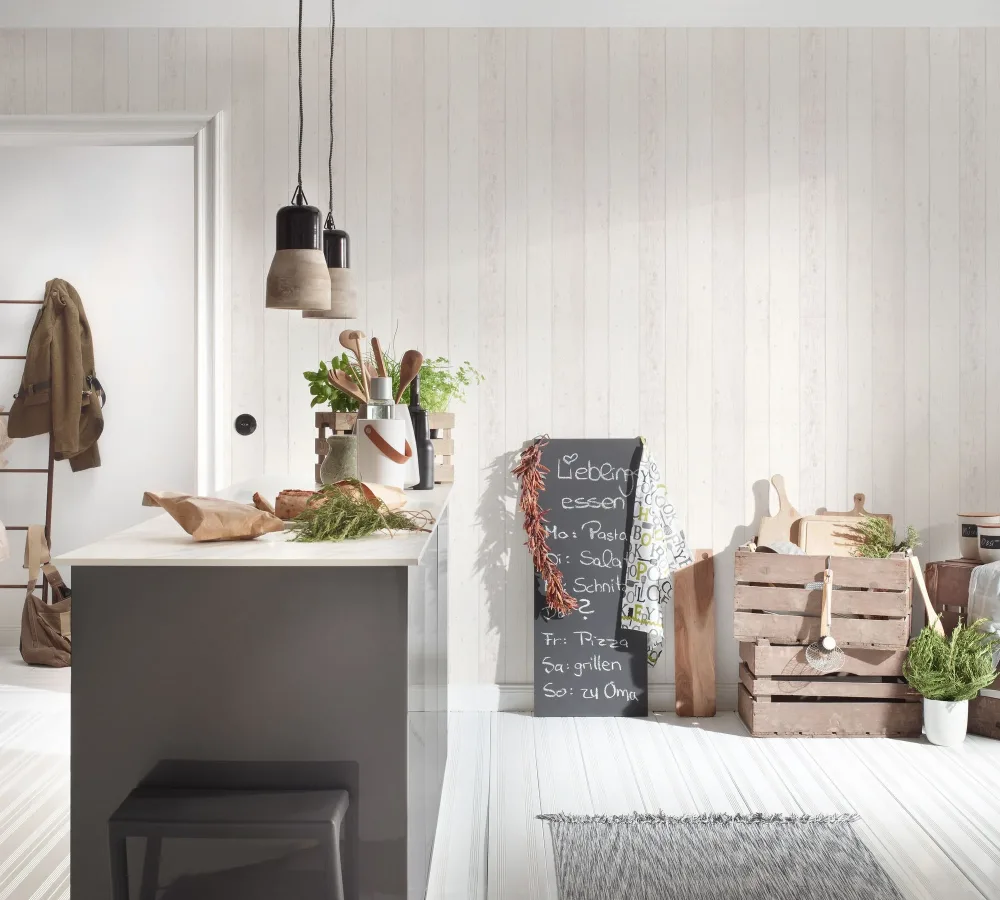 Living Walls Best of Wood´n Stone III T5046 Tapet vit/grå
