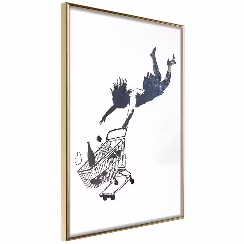 Poster Artgeist Affisch Shopping Spree Guld ram, 40x60 cm