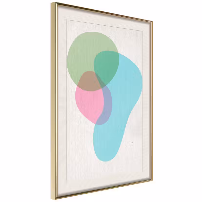 Poster Artgeist Affisch Colourful Spots Guld ram med passepartout, 30x45 cm