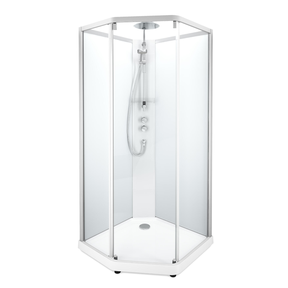 Contura Shower, Showerama Comfort Pentagonal Duschkabin, 80x90x215cm, Vit