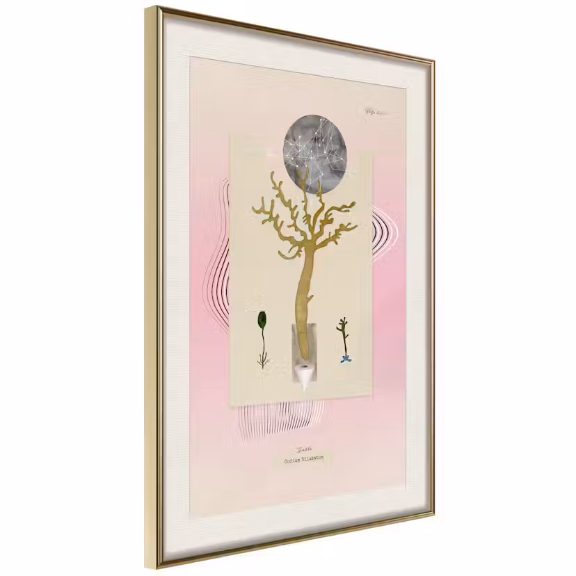 Poster Artgeist Affisch Unusual Plant Guld ram med passepartout, 30x45 cm