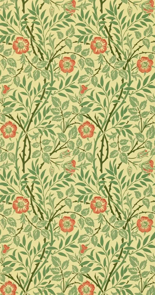 Morris & Co - Sweet Briar Green/Rust Morris and Friends Wallpa