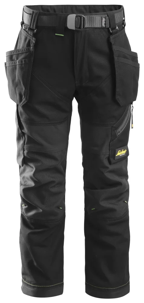 Snickers Workwear 7505 FlexiWork Arbetsbyxa för junior, svart 134