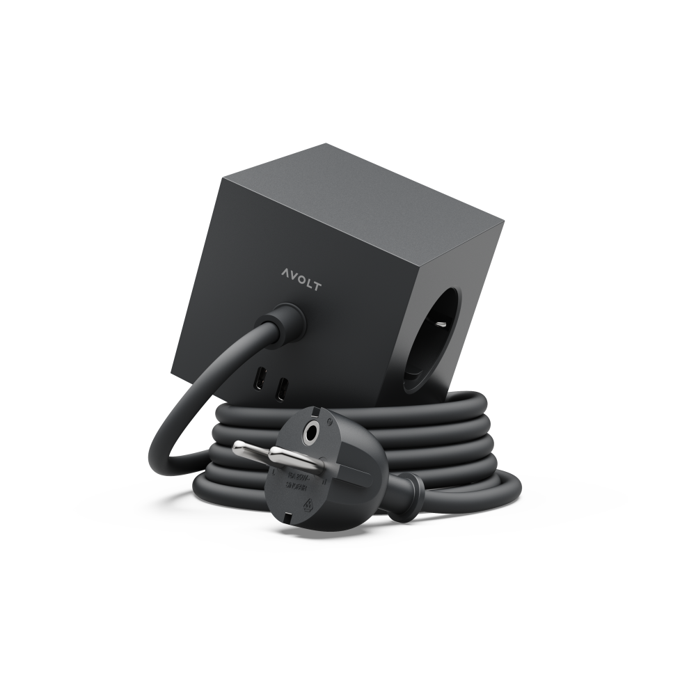 Square 1 grenuttag USB-C 30W 3 m, Stockholm Black