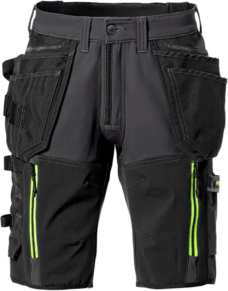 Fristads 2567 STP Arbetsshorts svart, gul C52