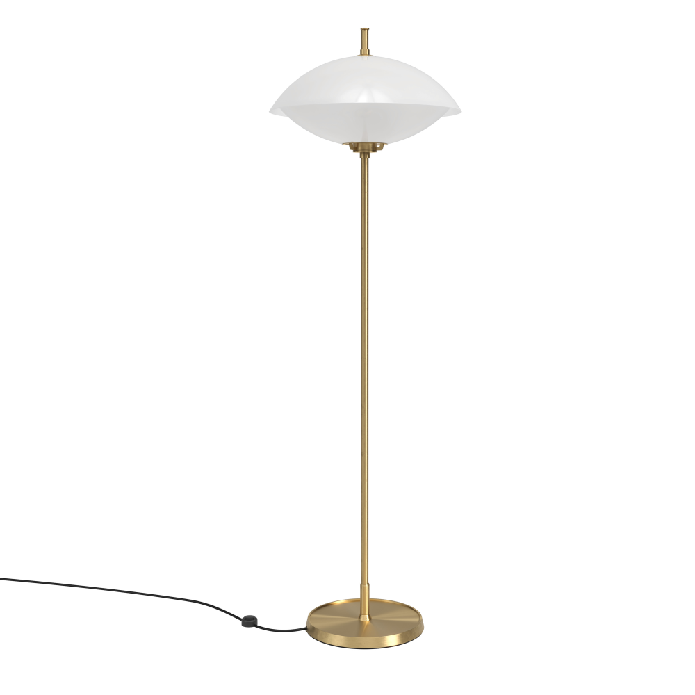 Clam golvlampa 128 cm, Opal-brass