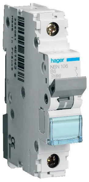 Hager MBN140 Dvärgbrytare 1-pol, 6kA, B-karakteristik 40A - Bild 2