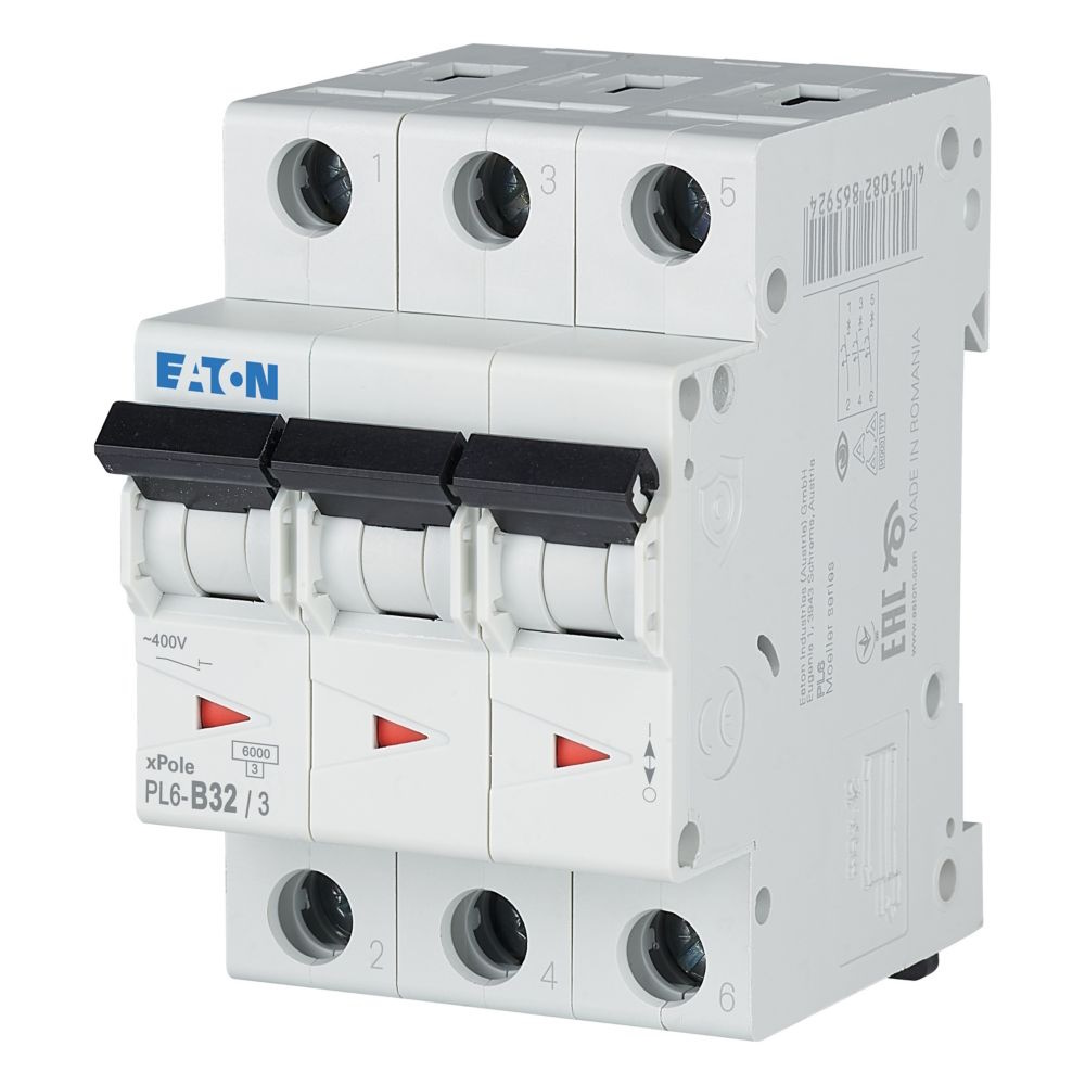 Miniatyrbrytare 3Poler B-Kurva 32A 6kA 400V IP20 Eaton