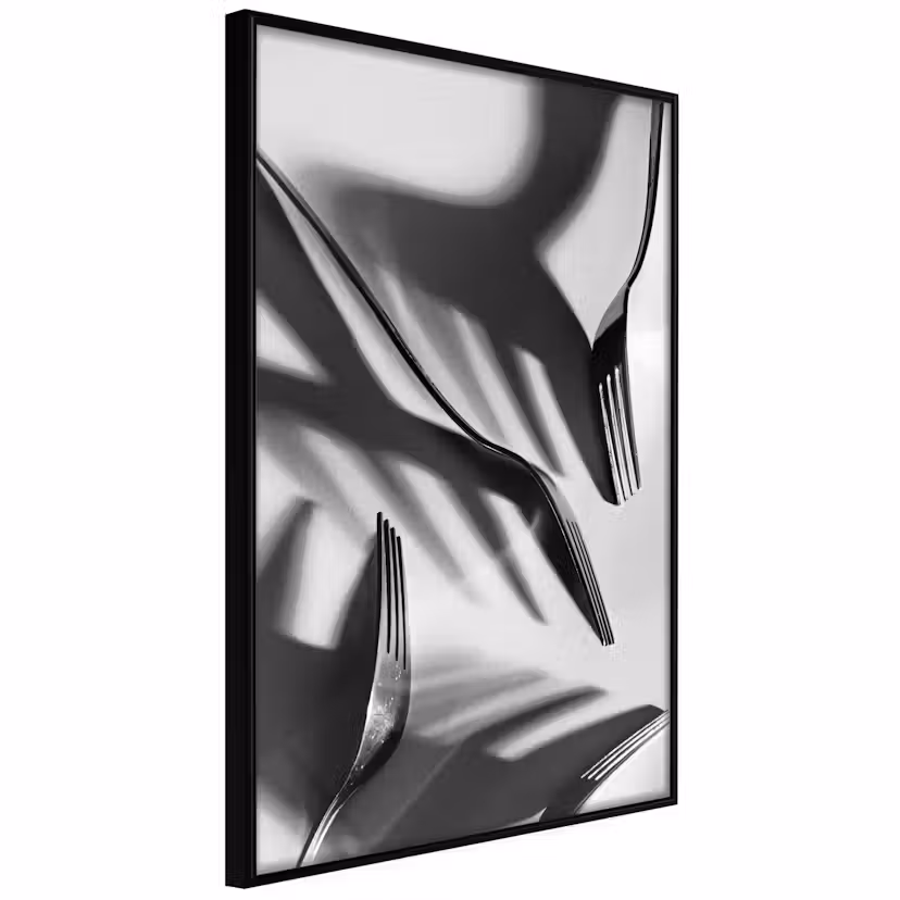 Poster Artgeist Affisch Forks Svart ram, 30x45 cm