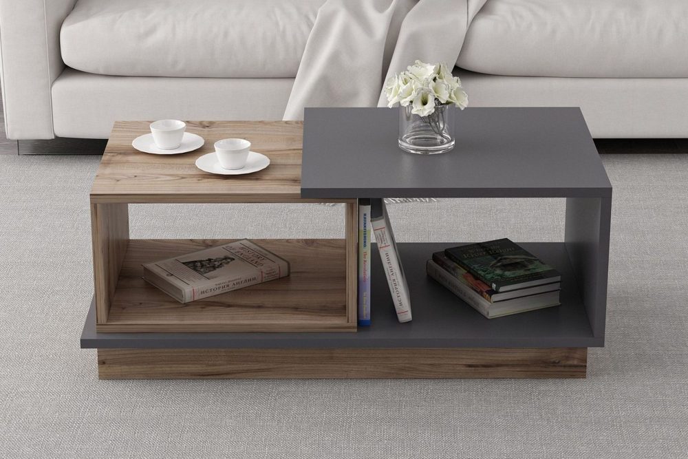 Broceni Soffbord 90 cm med Förvaring Hyllor