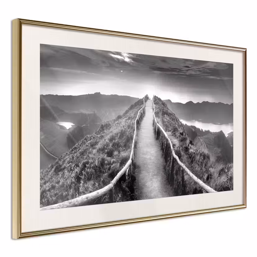 Poster Artgeist Affisch Azores Guld ram med passepartout, 45x30 cm
