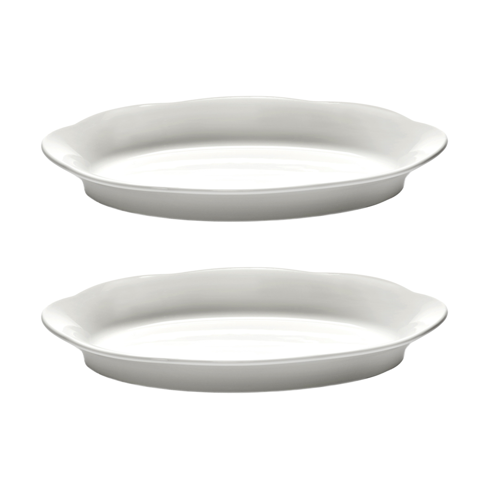 Silhouette oval djup tallrik M 15x24,5 cm 2-pack, White