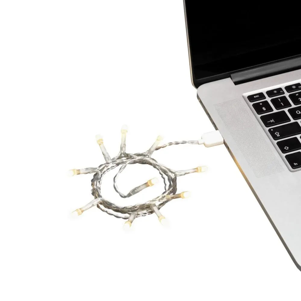 Konstsmide 1773-133 Microljusslinga frostad, USB, varmvit, transparent kabel 1.9 m, 20 LED