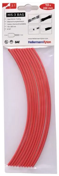 Hellermann Tyton HIS-3 Bag 3/1 Krympslang 3/1 x 200 mm, 10-pack Transparent
