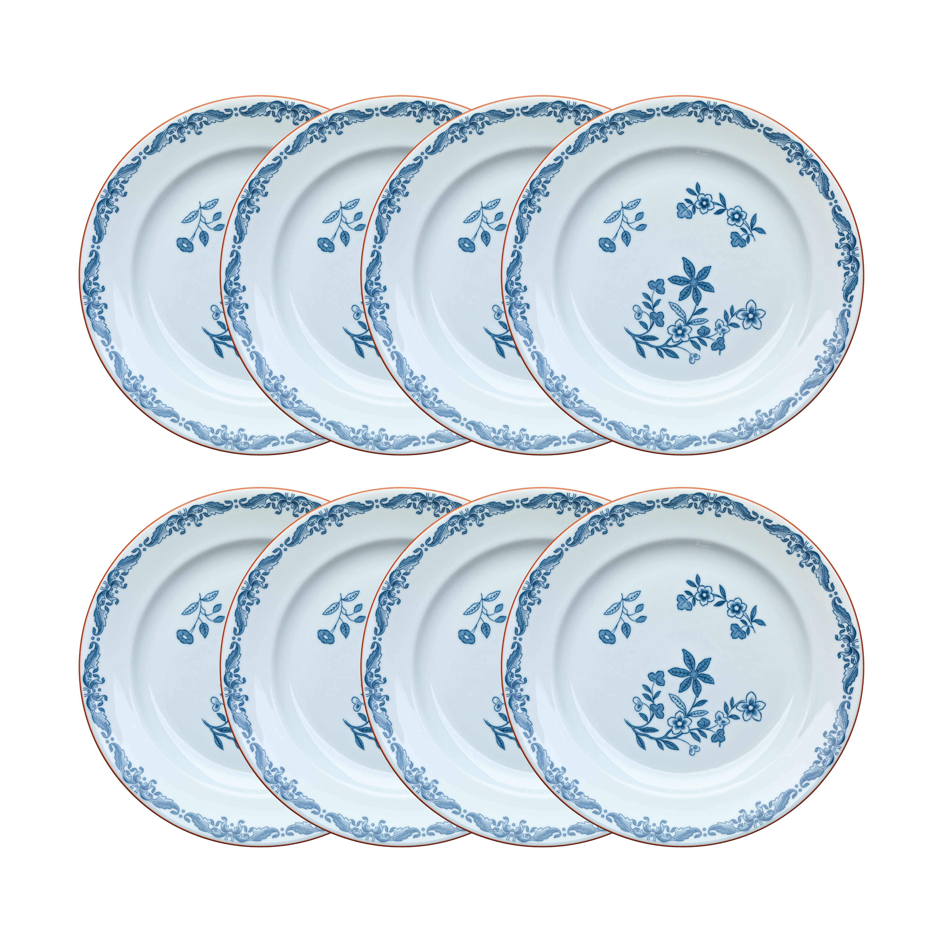Ostindia flat tallrik Ø27 cm 8-pack – Blå