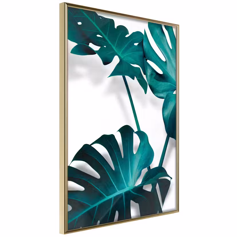 Poster Artgeist Affisch Emerald Nature Guld ram, 20x30 cm