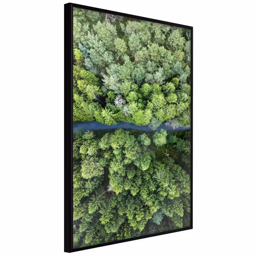 Poster Artgeist Affisch Road Through Forest Svart ram, 20x30 cm