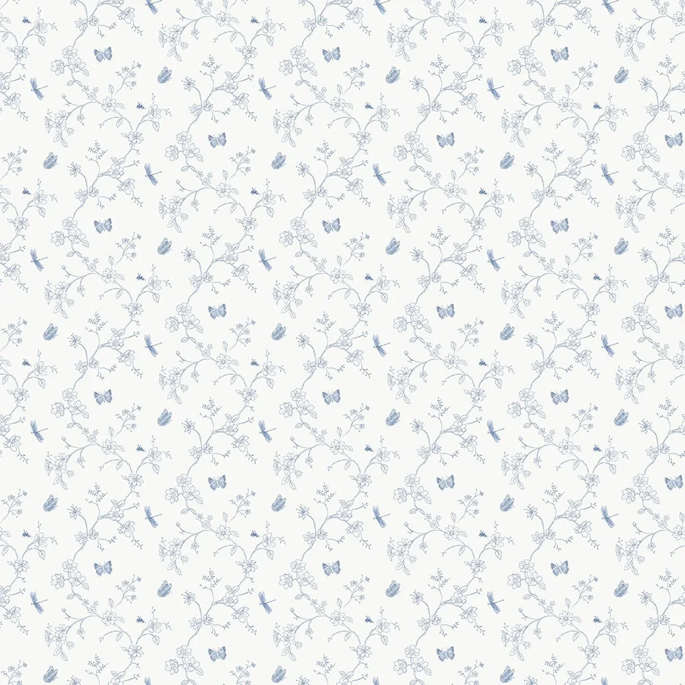 Galerie Wallcoverings Miniatyrer II G67851 Tapet Botanical Trail Blå/vit