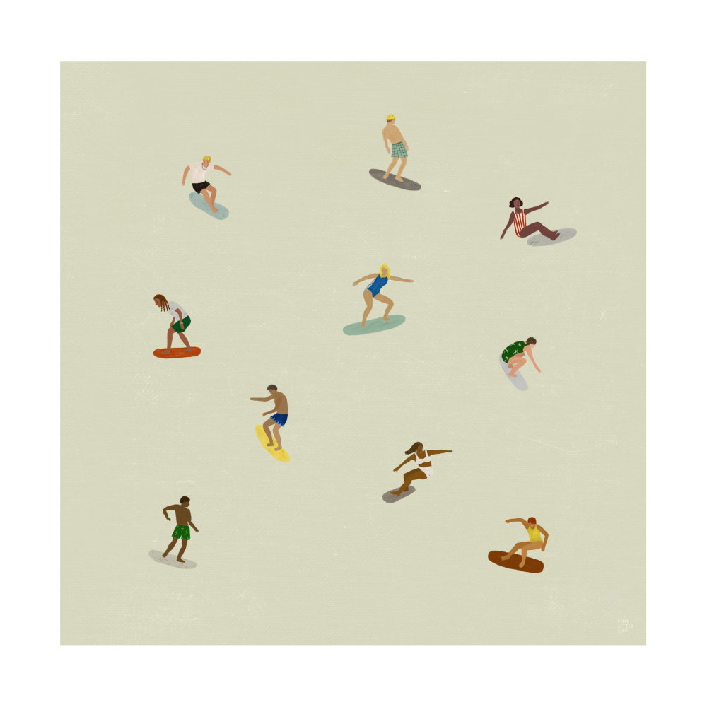 Surfers poster, Beige, 40x40 cm