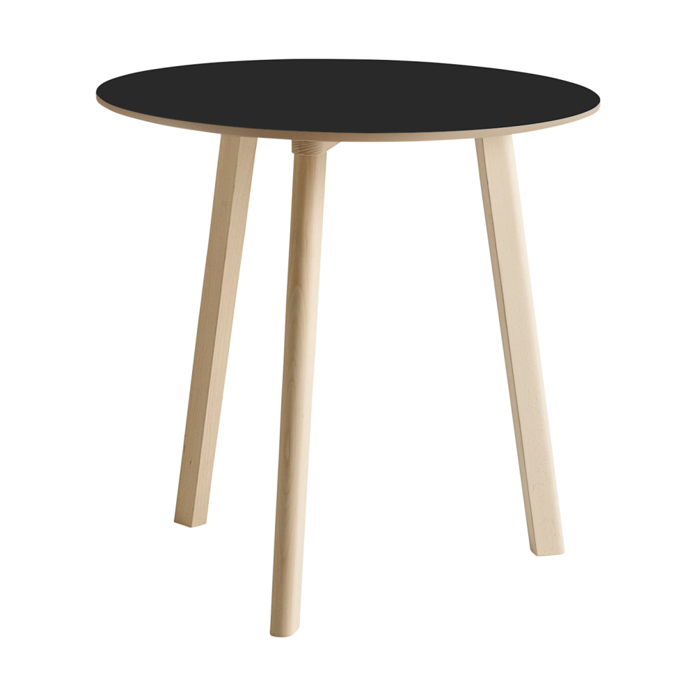 CPH220 Deux 2.0 bord Ø75 cm, Black laminate-untreated beech