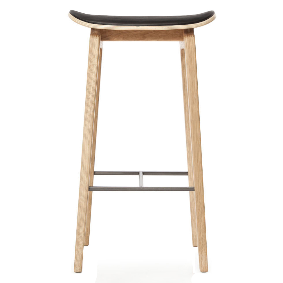 NY11 barstol med lädersits ek 65 cm, Ultra black