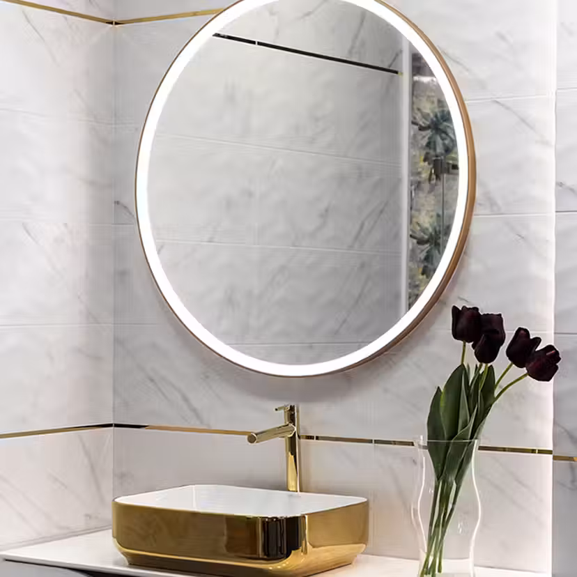 Spegel Vidi Soft LUX med LED-belysning Guld, D: 1000, 3000K