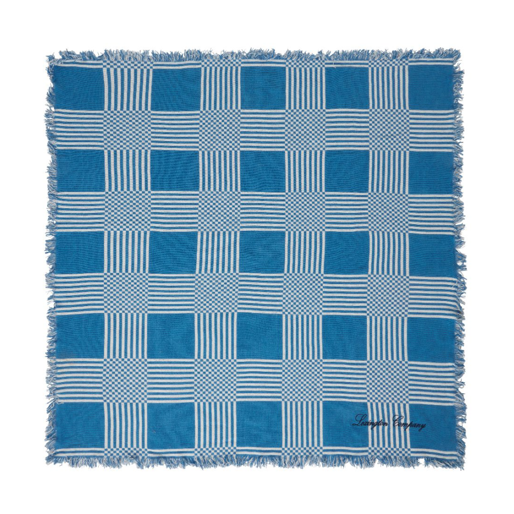 Checked Recycled Cotton picknickfilt 150x150 cm, Blue