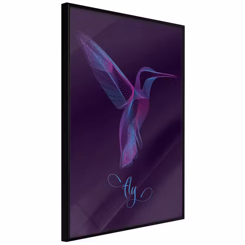 Poster Artgeist Affisch Purple Hummingbird Svart ram, 40x60 cm