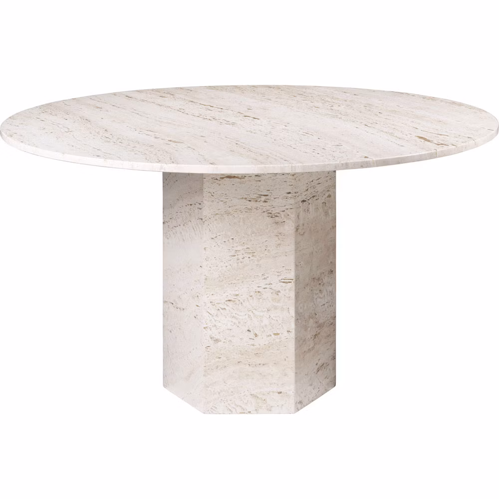 Epic Matbord Rund Ø130 cm, White Travertine