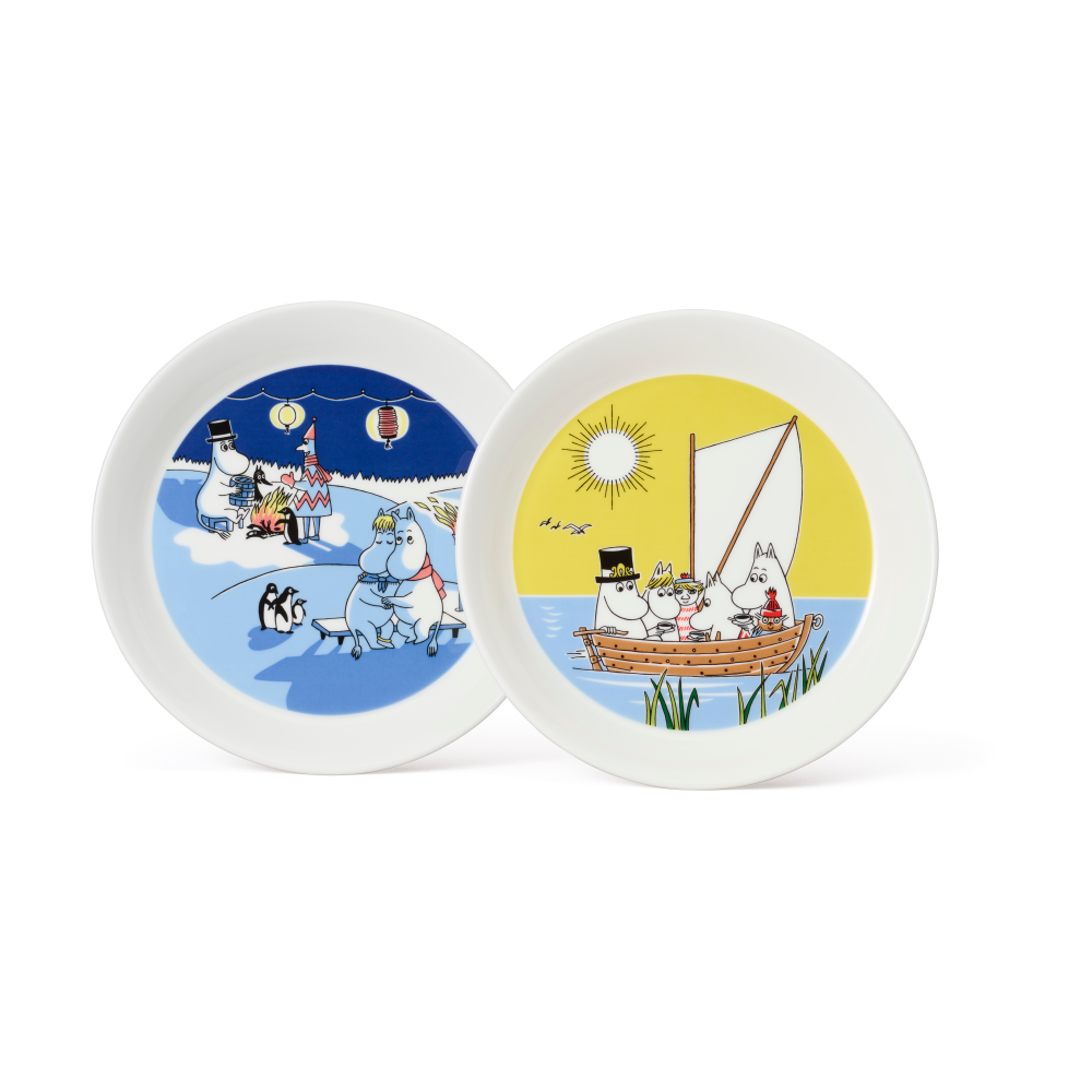 Mumin tallrik Segling & Vinterbrasa 2 delar, 19 cm