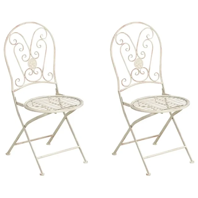 Set med 2 trädgårdsstolar COGGIA Fällbar Metall Ljusbeige