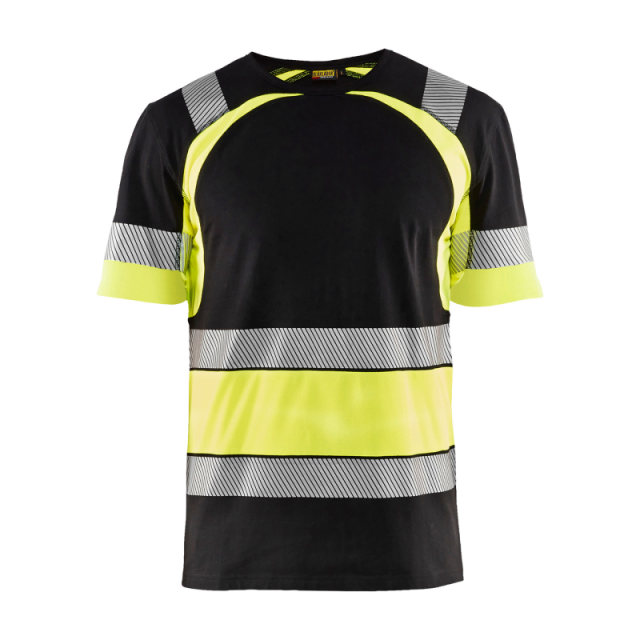 T-SHIRT 3421 1030 SVART VARSELGUL XXXL