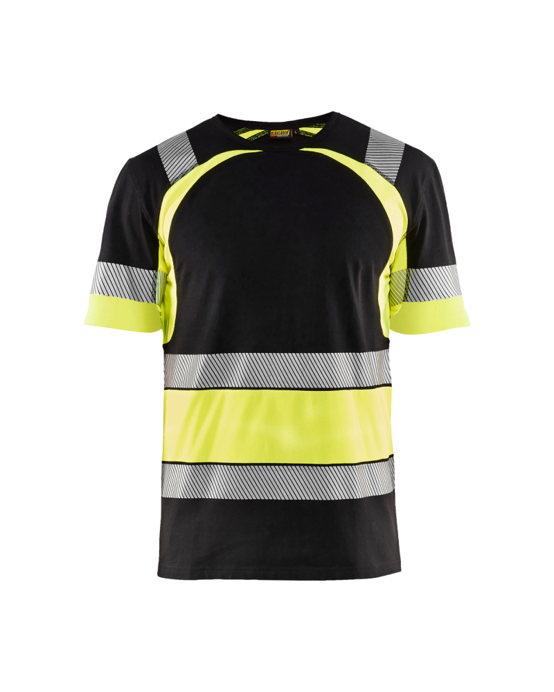 T-SHIRT 3421 1030 SVART VARSELGUL XXXL