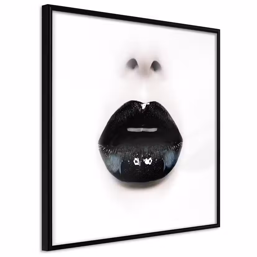 Poster Artgeist Affisch Black Lipstick Svart ram, 30x30 cm