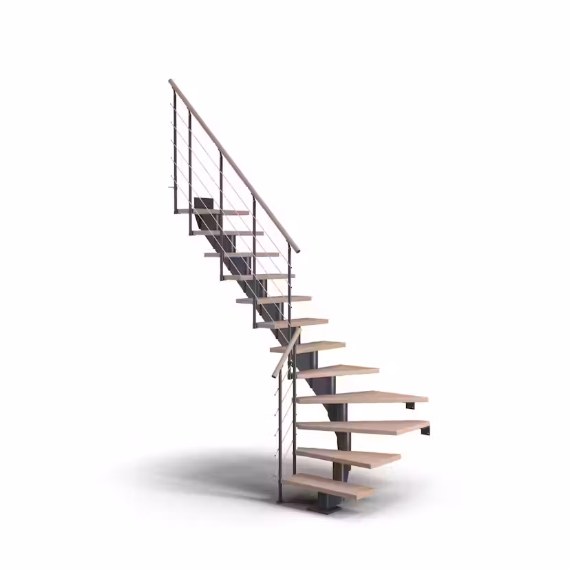 Spartrappa Dolle Hamburg Bok Oljad 1/4 Style6 Antracit, LxB: 2340x890 mm, Max Takhöjd: 2220-2580 mm