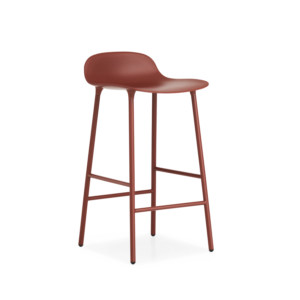 Form barstol låg 65 cm, red, rödlackerad stålben