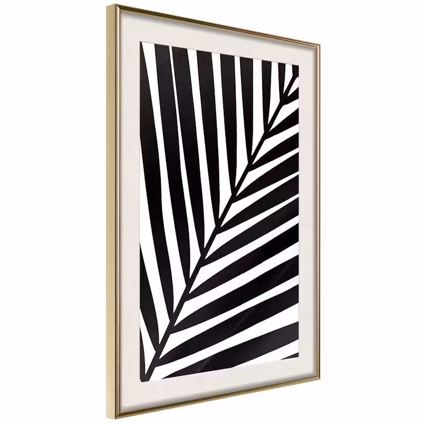 Poster Artgeist Affisch Precious Leaf Guld ram med passepartout, 20x30 cm