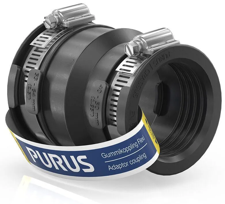 Purus Flexi 3032544 Gumminippel svart, med slangklämmor