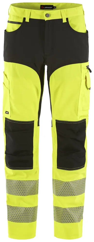 L.Brador 1076PB Arbetsbyxa hi-vis gul/svart, klass 2 D116