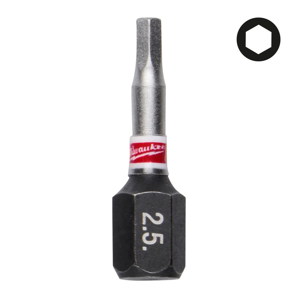 Kjøp Milwaukee Bits Shockwave HEX2,5, 25 mm, 3-pakke