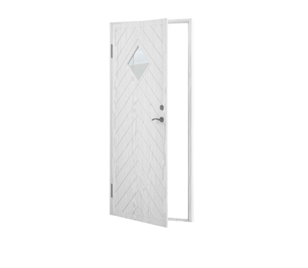 VARMFÖRRÅDSDÖRR 90X200 H CELLO FISKBEN GRUNDMÅLAD