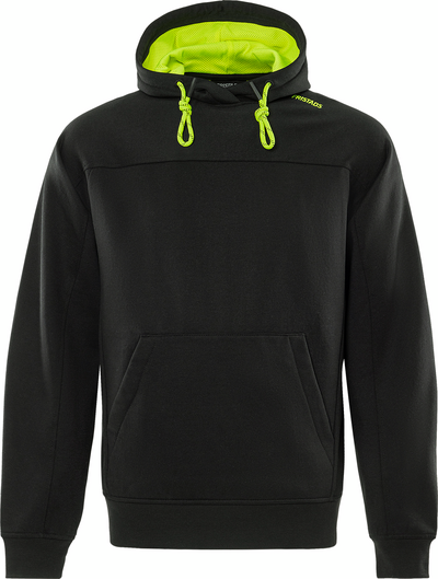 SWEATSHIRT FRISTADS 7551 GSM MED HUVA L, SVART/HIVIS GU