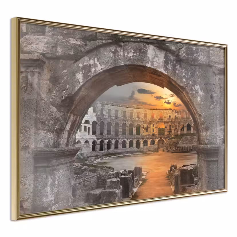 Poster Artgeist Affisch Roman Theater Guld ram, 60x40 cm