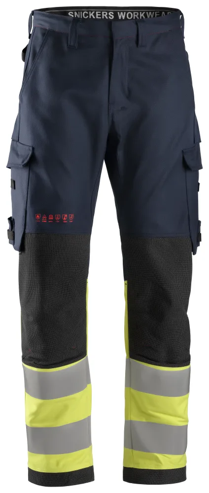 Snickers Workwear 6363 ProtecWork Arbetsbyxa varsel, gul/marinblå 150