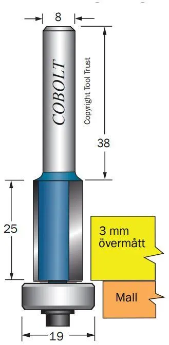 Cobolt 205-013-M195 Kantfräs med kullager för grovprofilering