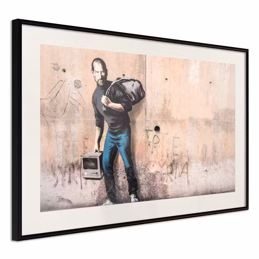 Poster Artgeist Affisch Steve Svart ram med passepartout, 60x40 cm